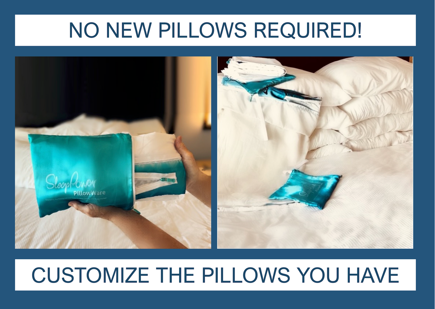 PillowWare Casing on bed and in its pouch 