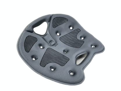 Gray BackJoy SitSmart Core Fit posture corrector seat featuring traction pads to prevent slouched sitting pain.